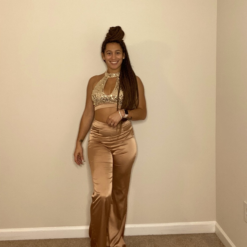 Two piece sparkle rose gold set